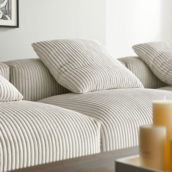 Modway Furniture Solace 4-Piece Modular Sectional Sofa with Soft Corduroy Upholstery for Ultimate Comfort & Style Almond EEI-7026-ALM