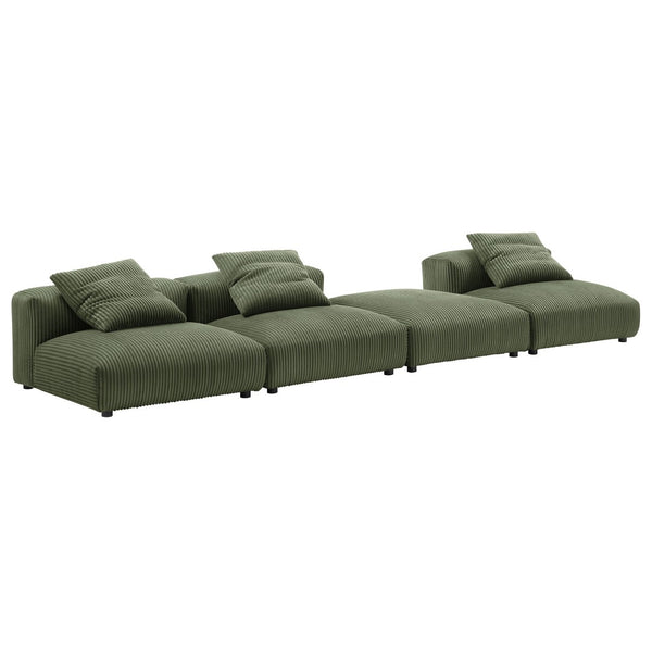 Modway Furniture Solace 4-Piece Modular Sectional Sofa with Soft Corduroy Upholstery for Ultimate Comfort & Style Fern EEI-7026-FRN