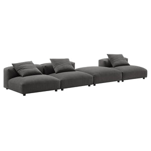 Modway Furniture Solace 4-Piece Modular Upholstered Sectional Sofa for Ultimate Comfort and Flexible Living Spaces Charcoal EEI-7027-CHA