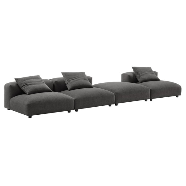 Modway Furniture Solace 4-Piece Modular Upholstered Sectional Sofa for Ultimate Comfort and Flexible Living Spaces Charcoal EEI-7027-CHA