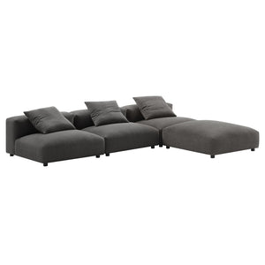 Modway Furniture Solace 4-Piece Modular Upholstered Sectional Sofa for Ultimate Comfort and Flexible Living Spaces Charcoal EEI-7027-CHA