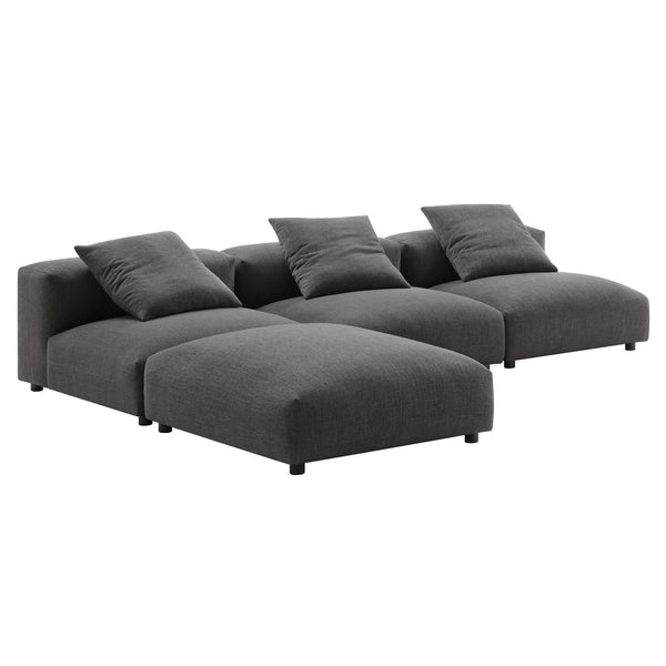 Modway Furniture Solace 4-Piece Modular Upholstered Sectional Sofa for Ultimate Comfort and Flexible Living Spaces Charcoal EEI-7027-CHA