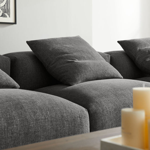 Modway Furniture Solace 4-Piece Modular Upholstered Sectional Sofa for Ultimate Comfort and Flexible Living Spaces Charcoal EEI-7027-CHA