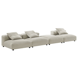 Modway Furniture Solace 4-Piece Modular Upholstered Sectional Sofa for Ultimate Comfort and Flexible Living Spaces Linen EEI-7027-LIN