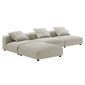 Modway Furniture Solace 4-Piece Modular Upholstered Sectional Sofa for Ultimate Comfort and Flexible Living Spaces Linen EEI-7027-LIN