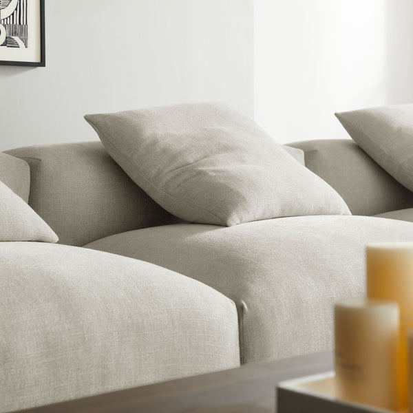 Modway Furniture Solace 4-Piece Modular Upholstered Sectional Sofa for Ultimate Comfort and Flexible Living Spaces Linen EEI-7027-LIN