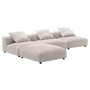 Modway Furniture Solace 4-Piece Modular Upholstered Sectional Sofa for Ultimate Comfort and Flexible Living Spaces Salt EEI-7027-SAL