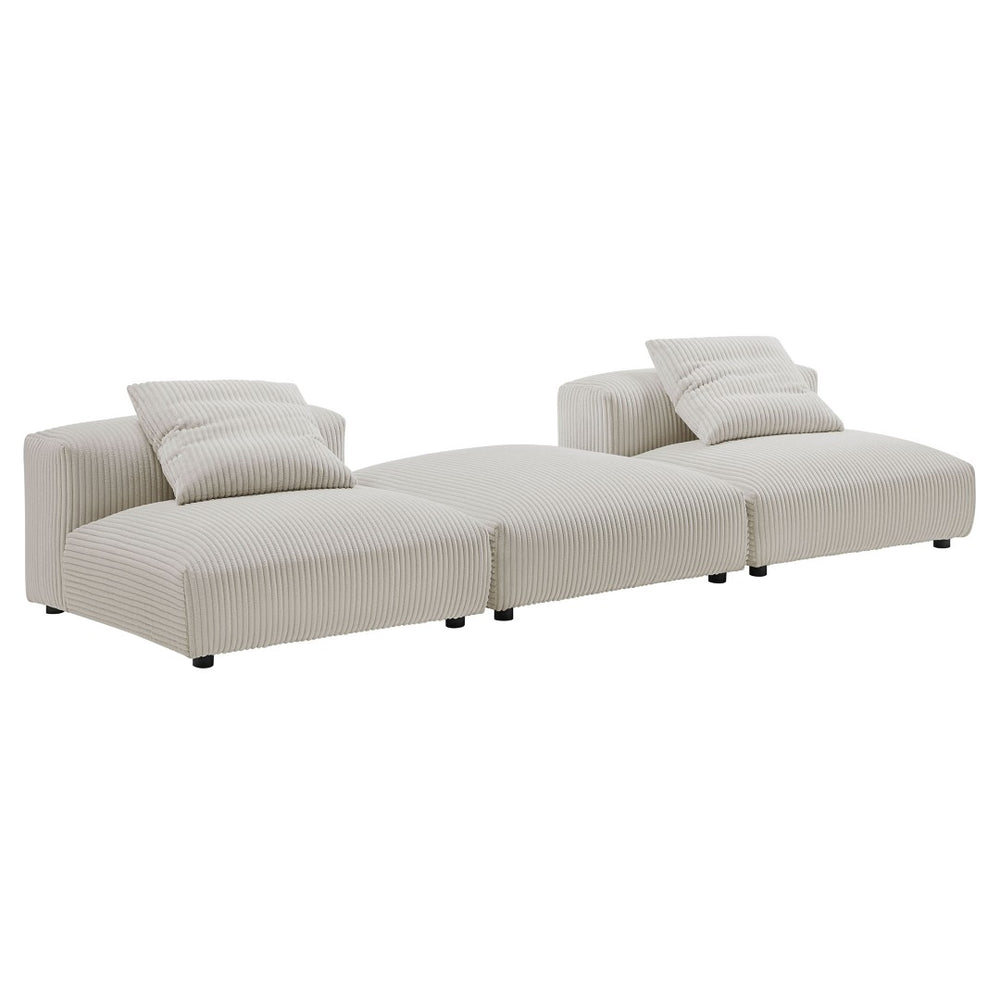 Modway Furniture Solace Modular Corduroy Sectional Sofa Set – Plush Comfort & Versatile Design for Modern Living Spaces Almond EEI-7028-ALM