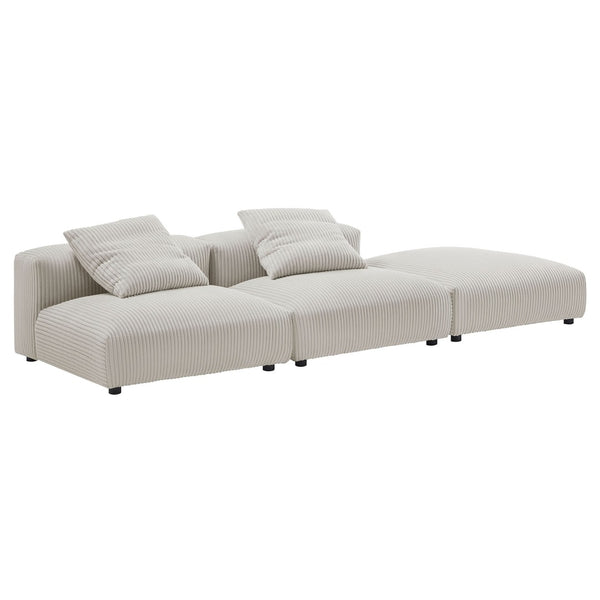 Modway Furniture Solace Modular Corduroy Sectional Sofa Set – Plush Comfort & Versatile Design for Modern Living Spaces Almond EEI-7028-ALM