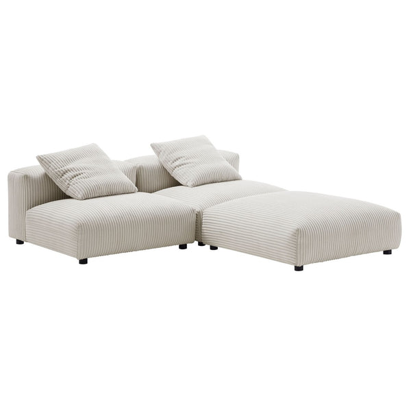 Modway Furniture Solace Modular Corduroy Sectional Sofa Set – Plush Comfort & Versatile Design for Modern Living Spaces Almond EEI-7028-ALM