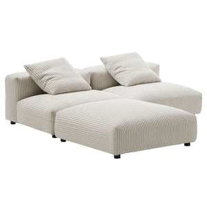 Modway Furniture Solace Modular Corduroy Sectional Sofa Set – Plush Comfort & Versatile Design for Modern Living Spaces Almond EEI-7028-ALM
