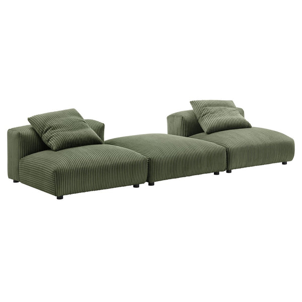 Modway Furniture Solace Modular Corduroy Sectional Sofa Set – Plush Comfort & Versatile Design for Modern Living Spaces Fern EEI-7028-FRN