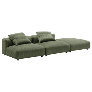 Modway Furniture Solace Modular Corduroy Sectional Sofa Set – Plush Comfort & Versatile Design for Modern Living Spaces Fern EEI-7028-FRN