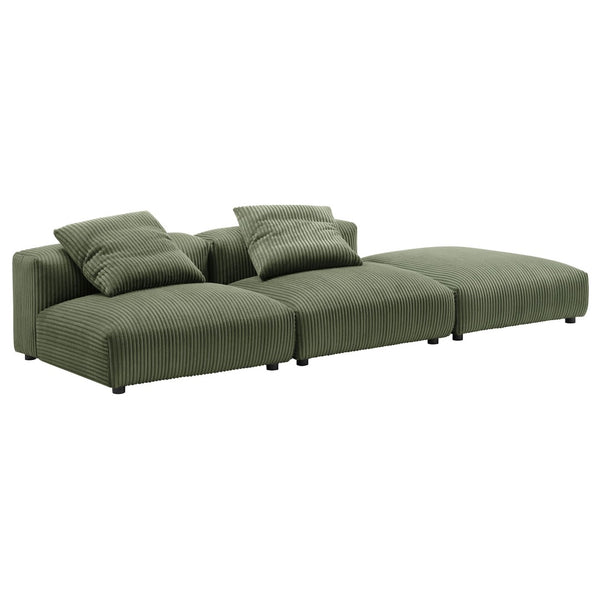 Modway Furniture Solace Modular Corduroy Sectional Sofa Set – Plush Comfort & Versatile Design for Modern Living Spaces Fern EEI-7028-FRN