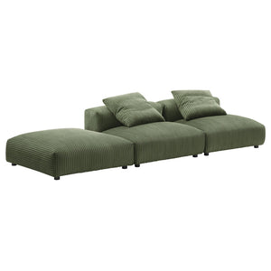 Modway Furniture Solace Modular Corduroy Sectional Sofa Set – Plush Comfort & Versatile Design for Modern Living Spaces Fern EEI-7028-FRN
