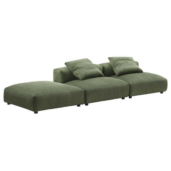 Modway Furniture Solace Modular Corduroy Sectional Sofa Set – Plush Comfort & Versatile Design for Modern Living Spaces Fern EEI-7028-FRN
