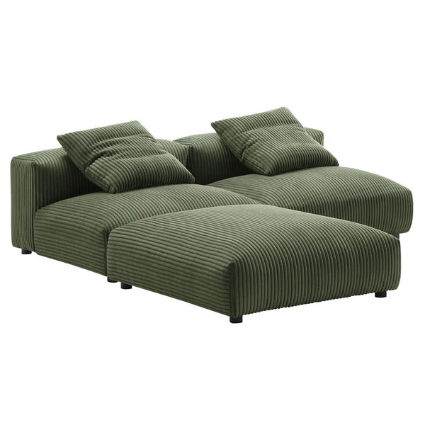 Modway Furniture Solace Modular Corduroy Sectional Sofa Set – Plush Comfort & Versatile Design for Modern Living Spaces Fern EEI-7028-FRN