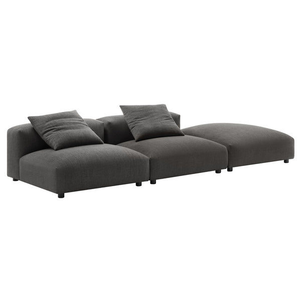 Modway Furniture Solace Modular Upholstered Sectional Sofa - Versatile Comfort for Modern Living Spaces and Families Charcoal EEI-7029-CHA