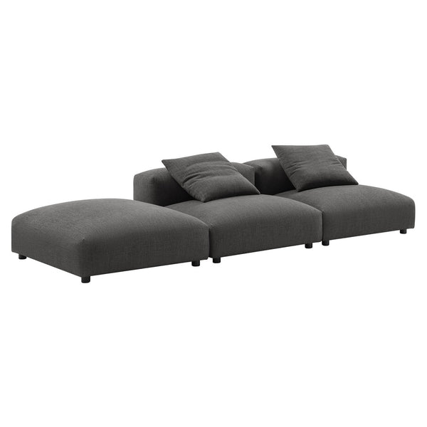 Modway Furniture Solace Modular Upholstered Sectional Sofa - Versatile Comfort for Modern Living Spaces and Families Charcoal EEI-7029-CHA