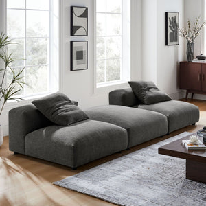Modway Furniture Solace Modular Upholstered Sectional Sofa - Versatile Comfort for Modern Living Spaces and Families Charcoal EEI-7029-CHA
