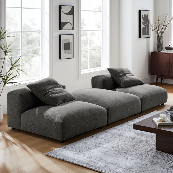 Modway Furniture Solace Modular Upholstered Sectional Sofa - Versatile Comfort for Modern Living Spaces and Families Charcoal EEI-7029-CHA