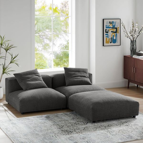 Modway Furniture Solace Modular Upholstered Sectional Sofa - Versatile Comfort for Modern Living Spaces and Families Charcoal EEI-7029-CHA