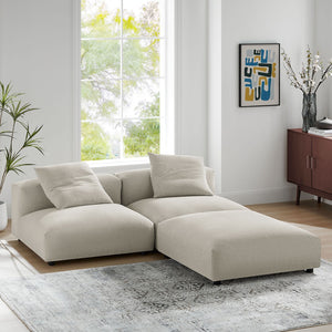 Modway Furniture Solace Modular Upholstered Sectional Sofa - Versatile Comfort for Modern Living Spaces and Families Linen EEI-7029-LIN