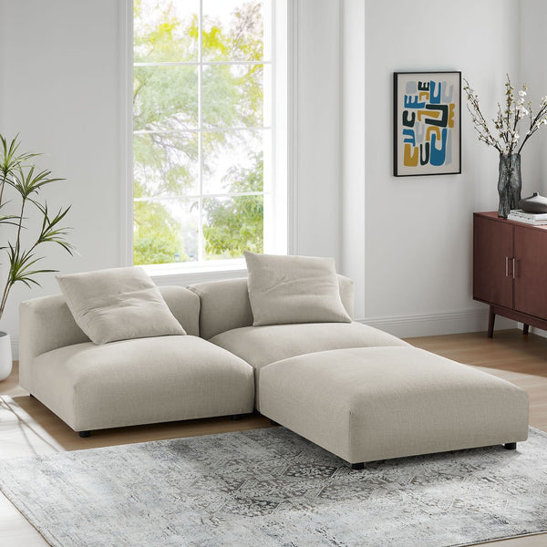 Modway Furniture Solace Modular Upholstered Sectional Sofa - Versatile Comfort for Modern Living Spaces and Families Linen EEI-7029-LIN