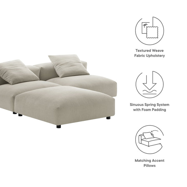 Modway Furniture Solace Modular Upholstered Sectional Sofa - Versatile Comfort for Modern Living Spaces and Families Linen EEI-7029-LIN