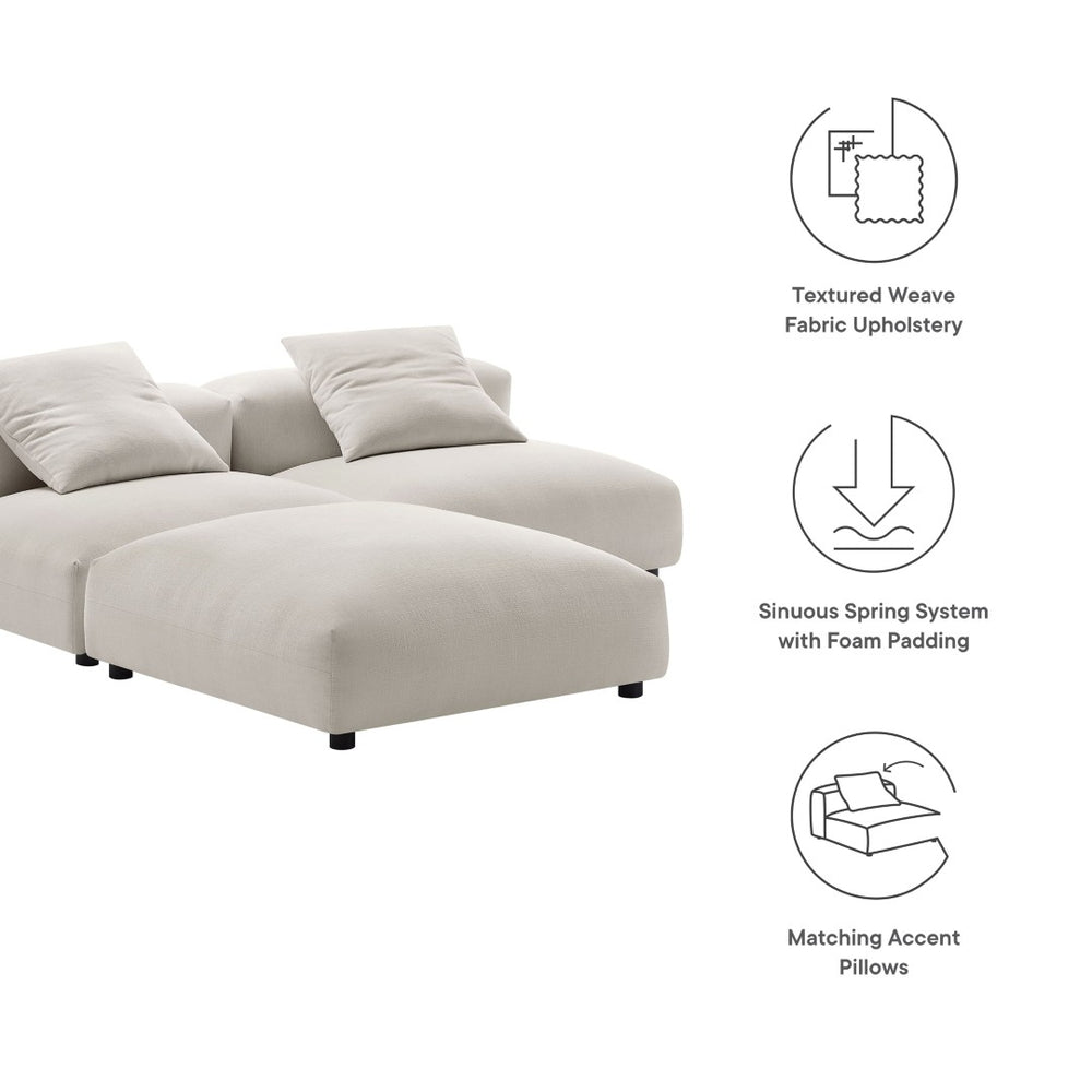 Modway Furniture Solace Modular Upholstered Sectional Sofa - Versatile Comfort for Modern Living Spaces and Families Salt EEI-7029-SAL
