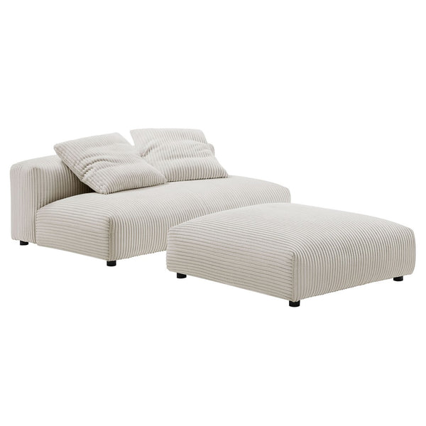 Modway Furniture Solace Modular Corduroy Loveseat and Ottoman Set – Cozy, Contemporary Comfort for Any Living Space Almond EEI-7030-ALM