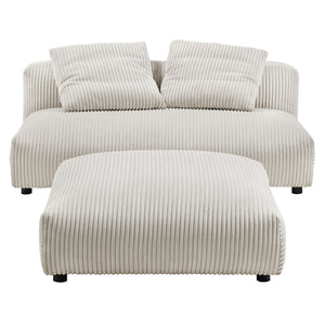 Modway Furniture Solace Modular Corduroy Loveseat and Ottoman Set – Cozy, Contemporary Comfort for Any Living Space Almond EEI-7030-ALM