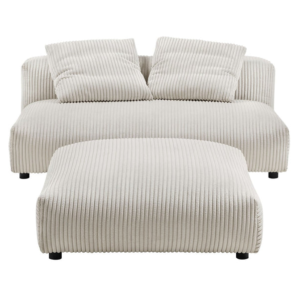 Modway Furniture Solace Modular Corduroy Loveseat and Ottoman Set – Cozy, Contemporary Comfort for Any Living Space Almond EEI-7030-ALM