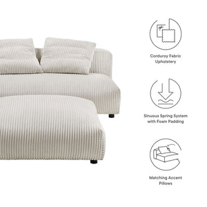 Modway Furniture Solace Modular Corduroy Loveseat and Ottoman Set – Cozy, Contemporary Comfort for Any Living Space Almond EEI-7030-ALM