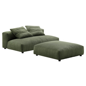 Modway Furniture Solace Modular Corduroy Loveseat and Ottoman Set – Cozy, Contemporary Comfort for Any Living Space Fern EEI-7030-FRN