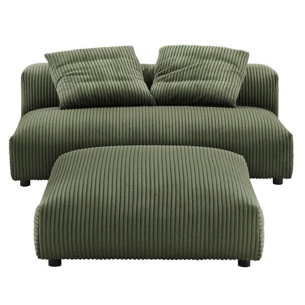 Modway Furniture Solace Modular Corduroy Loveseat and Ottoman Set – Cozy, Contemporary Comfort for Any Living Space Fern EEI-7030-FRN