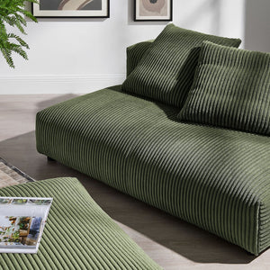 Modway Furniture Solace Modular Corduroy Loveseat and Ottoman Set – Cozy, Contemporary Comfort for Any Living Space Fern EEI-7030-FRN