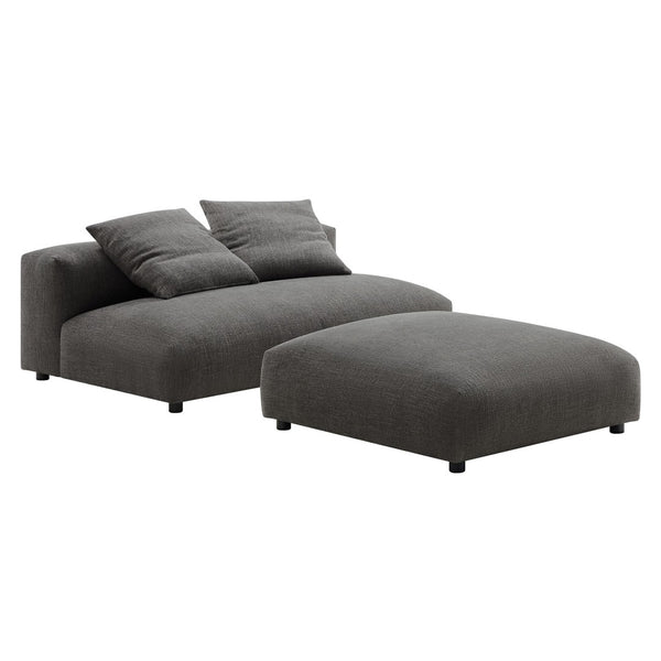 Modway Furniture Solace Modular Upholstered Armless Loveseat and Ottoman Set - Cozy, Versatile Seating for Any Space Charcoal EEI-7031-CHA