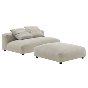 Modway Furniture Solace Modular Upholstered Armless Loveseat and Ottoman Set - Cozy, Versatile Seating for Any Space Linen EEI-7031-LIN