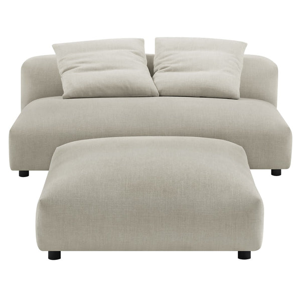 Modway Furniture Solace Modular Upholstered Armless Loveseat and Ottoman Set - Cozy, Versatile Seating for Any Space Linen EEI-7031-LIN