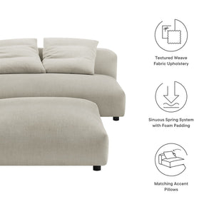 Modway Furniture Solace Modular Upholstered Armless Loveseat and Ottoman Set - Cozy, Versatile Seating for Any Space Linen EEI-7031-LIN