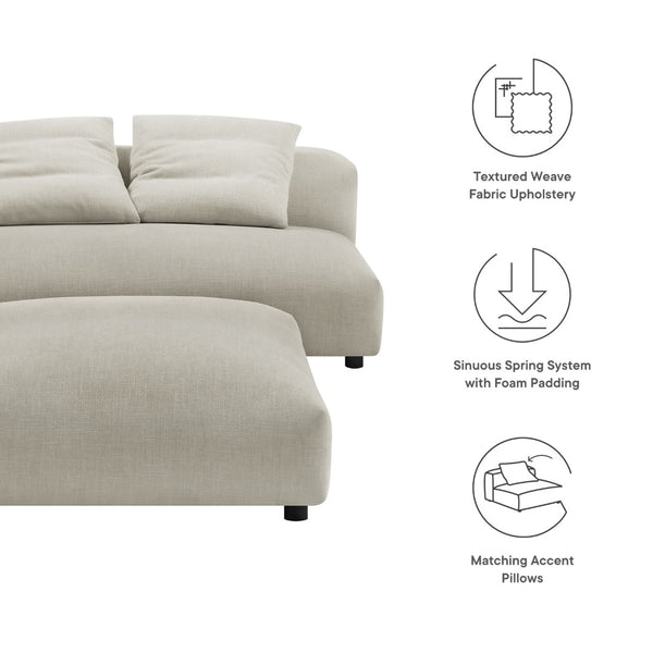 Modway Furniture Solace Modular Upholstered Armless Loveseat and Ottoman Set - Cozy, Versatile Seating for Any Space Linen EEI-7031-LIN