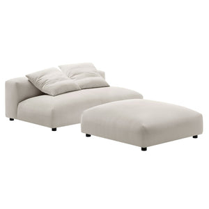 Modway Furniture Solace Modular Upholstered Armless Loveseat and Ottoman Set - Cozy, Versatile Seating for Any Space Salt EEI-7031-SAL