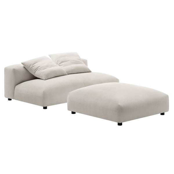 Modway Furniture Solace Modular Upholstered Armless Loveseat and Ottoman Set - Cozy, Versatile Seating for Any Space Salt EEI-7031-SAL