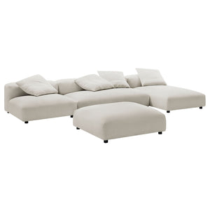 Modway Furniture Solace Modular 4-Piece Upholstered Fabric Sectional Sofa with Ottoman for Modern Living Spaces Salt EEI-7033-SAL