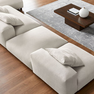 Modway Furniture Solace Modular 4-Piece Upholstered Fabric Sectional Sofa with Ottoman for Modern Living Spaces Salt EEI-7033-SAL