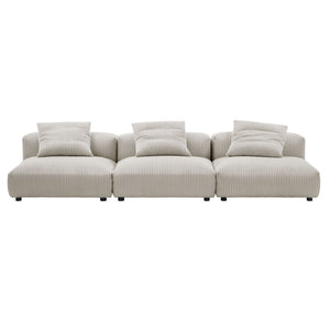 Modway Furniture Solace Modular 3-Piece Corduroy Sofa – Oversized Armless Sectional for Flexible Contemporary Living Almond EEI-7034-ALM