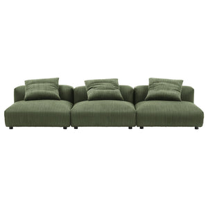 Modway Furniture Solace Modular 3-Piece Corduroy Sofa – Oversized Armless Sectional for Flexible Contemporary Living Fern EEI-7034-FRN