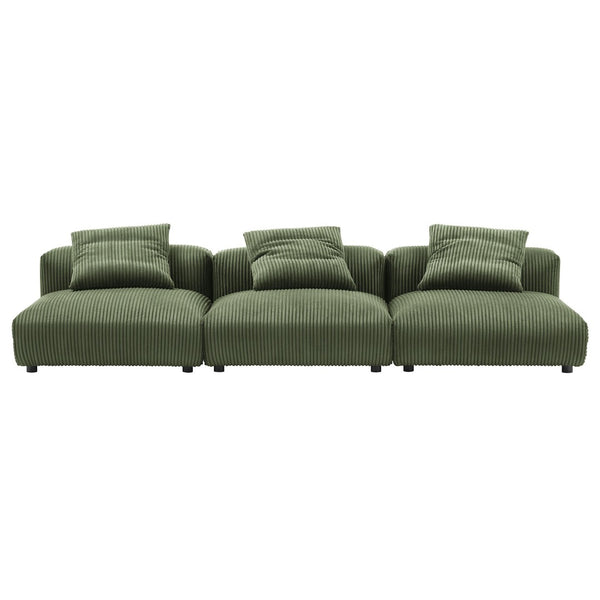 Modway Furniture Solace Modular 3-Piece Corduroy Sofa – Oversized Armless Sectional for Flexible Contemporary Living Fern EEI-7034-FRN