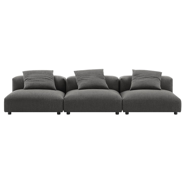 Modway Furniture Solace 3-Piece Modular Upholstered Sofa - Versatile, Comfortable Seating for Modern Living Spaces Charcoal EEI-7035-CHA